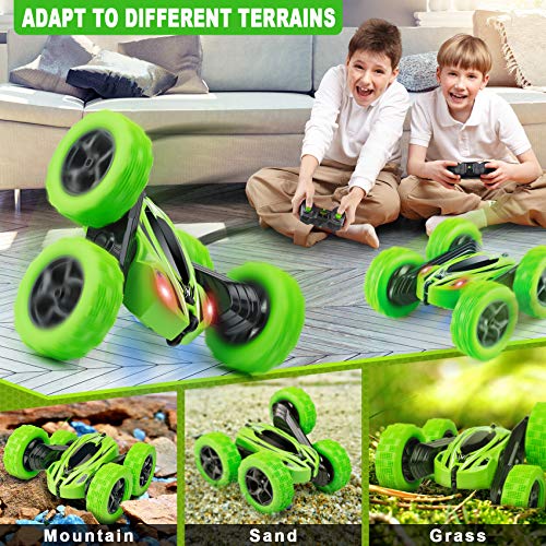 Remote Control Car, ORRENTE RC Cars Stunt Car Toy, 4WD 2.4Ghz Double Sided 360° Rotating RC Car with Headlights, Kids Xmas Toy Cars for Boys/Girls