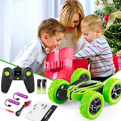 Remote Control Car, ORRENTE RC Cars Stunt Car Toy, 4WD 2.4Ghz Double Sided 360° Rotating RC Car with Headlights, Kids Xmas Toy Cars for Boys/Girls
