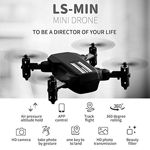 GoolRC Mini Drone for Kids and Adults, LS-MIN RC Quadcopter with 1080P Camera, 360° Flip, Gesture Photo/Video, Track Flight, Altitude Hold, Headless Mode, Include Carry Bag and 3 Batteries (Black)