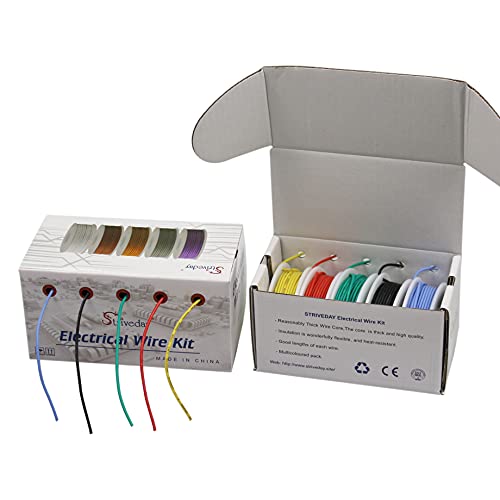 Striveday 30 AWG Flexible Silicone Wire Electric wire 30 gauge Coper Hook Up Wire 300V Cables electronic stranded wire cable electrics DIY BOX-1