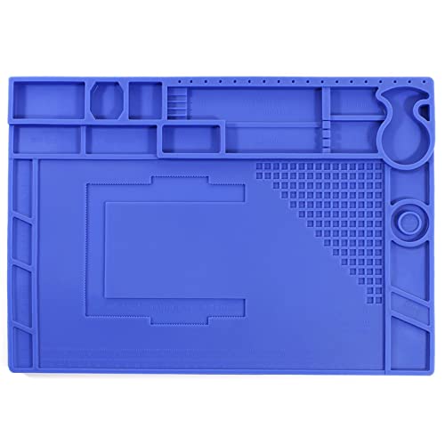 YIHUA M180 Anti-Slip Magnetic Insulation 500? Heat-Resistant Silicone Work Mat for Soldering, SMD Rework, Mobile Phone, Laptop, Electronics Repair and DIY Size: 17.32 x 12.20 Inches