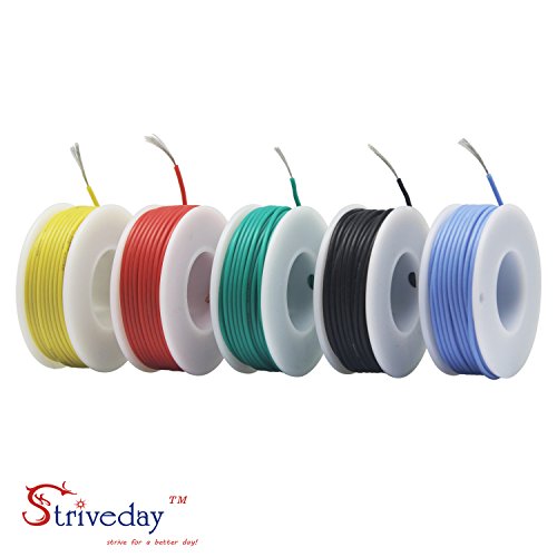 Striveday 30 AWG Flexible Silicone Wire Electric wire 30 gauge Coper Hook Up Wire 300V Cables electronic stranded wire cable electrics DIY BOX-1
