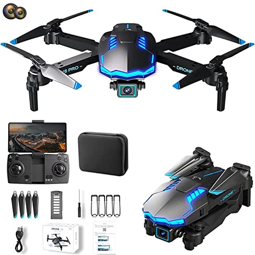 Drone with Dual Camera, 4K HD FPV Camera Drone for Kids and Adults Mini Foldable RC Airplane WiFi RC Quadcopter Drone Headless Mode One Button StartSmart Obstacle Avoidance
