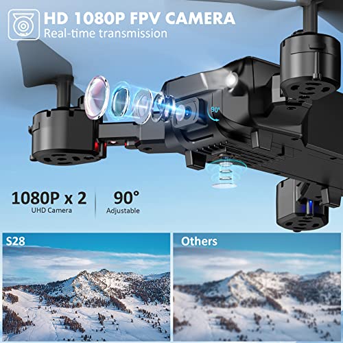 Drone with Camera for Kids Adults Beginners, MAETOT Foldable 1080P HD FPV Drones for Kids 8-12 and Up with 2 Cameras, RC Quadcopter Remote Control / APP Control Drone Toys Gifts for Boys Girls