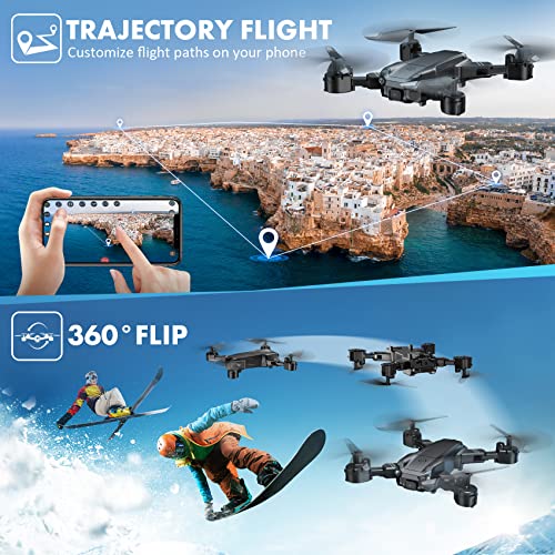 Drone with Camera for Kids Adults Beginners, MAETOT Foldable 1080P HD FPV Drones for Kids 8-12 and Up with 2 Cameras, RC Quadcopter Remote Control / APP Control Drone Toys Gifts for Boys Girls