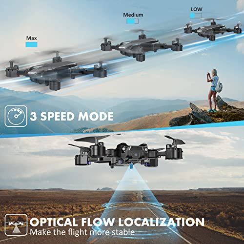 Drone with Camera for Kids Adults Beginners, MAETOT Foldable 1080P HD FPV Drones for Kids 8-12 and Up with 2 Cameras, RC Quadcopter Remote Control / APP Control Drone Toys Gifts for Boys Girls