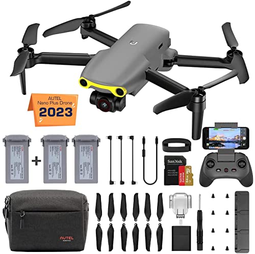 Autel Robotics EVO Nano+ Premium Bundle, 249g Mini Drone with 4K RYYB Camera, No Geo-Fencing, PDAF + CDAF Focus, 3-Axis Gimbal, 3-Way Obstacle Avoidance, Extra 64G SD, Nano Plus Fly More Combo, Gray