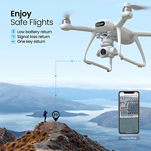 Potensic Dreamer Pro Drones with Camera for Adults, 3-Axis Gimbal GPS Quadcopter with 2KM FPV Transmission Range, 28mins Flight, Brushless Motor, Auto-Return, Portable Carry case and 32G SD Card