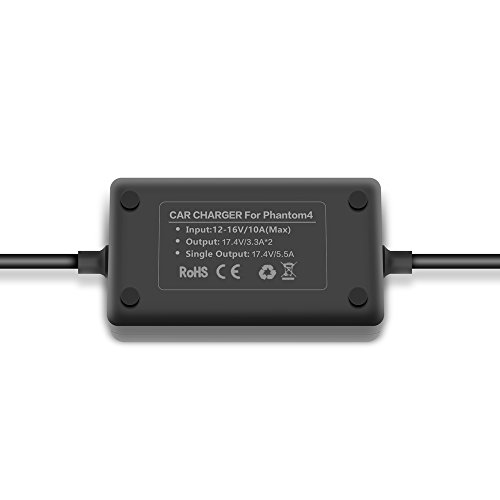 Rantow Phantom 4 Battery Car Charger - Charge 2 Batteries + 1 Remote Controller at the Same Time - Car Charger Adapter for DJI Phantom 4/4 Pro/Pro+/Advanced