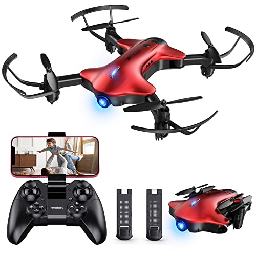 Drone for Kids, Drocon Spacekey FPV Wi-Fi Drone with Camera 1080P FHD, Real-time Video Feed, Great Drone for Beginners, Quadcopter Drone with Altitude Hold, One-Key Take-Off, Landing Foldable Arms (Red)