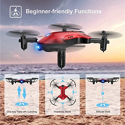 Drone for Kids, Drocon Spacekey FPV Wi-Fi Drone with Camera 1080P FHD, Real-time Video Feed, Great Drone for Beginners, Quadcopter Drone with Altitude Hold, One-Key Take-Off, Landing Foldable Arms (Red)