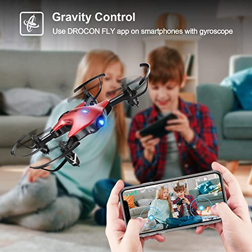 Drone for Kids, Drocon Spacekey FPV Wi-Fi Drone with Camera 1080P FHD, Real-time Video Feed, Great Drone for Beginners, Quadcopter Drone with Altitude Hold, One-Key Take-Off, Landing Foldable Arms (Red)