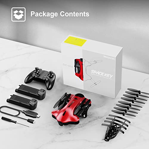 Drone for Kids, Drocon Spacekey FPV Wi-Fi Drone with Camera 1080P FHD, Real-time Video Feed, Great Drone for Beginners, Quadcopter Drone with Altitude Hold, One-Key Take-Off, Landing Foldable Arms (Red)