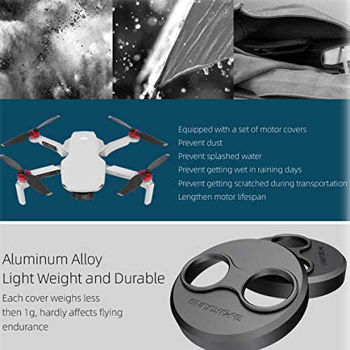 Tineer Aluminum Motor Cover Cap 4 Pieces for DJI Mavic Mini Drone Accessory - Dustproof,Waterproof,Scratchproof Protection Case Cover Mounts (Black)