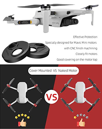Tineer Aluminum Motor Cover Cap 4 Pieces for DJI Mavic Mini Drone Accessory - Dustproof,Waterproof,Scratchproof Protection Case Cover Mounts (Black)