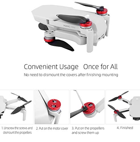 Tineer Aluminum Motor Cover Cap 4 Pieces for DJI Mavic Mini Drone Accessory - Dustproof,Waterproof,Scratchproof Protection Case Cover Mounts (Black)