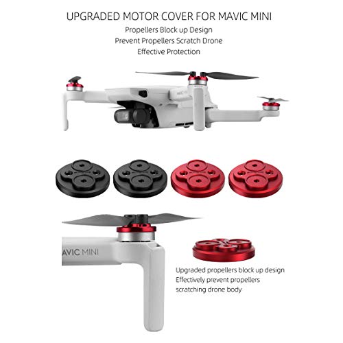 Darkhorse Upgraded Aluminum Motor Cover Cap 4 Pieces Compatible with DJI Mavic Mini Drone Accessory - Dustproof,Waterproof,Scratchproof Protection Mounts - Red