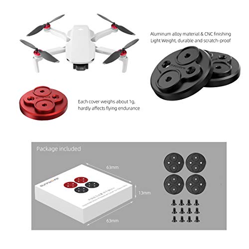 Darkhorse Upgraded Aluminum Motor Cover Cap 4 Pieces Compatible with DJI Mavic Mini Drone Accessory - Dustproof,Waterproof,Scratchproof Protection Mounts - Red