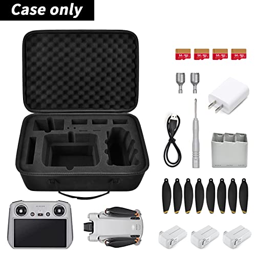 Case Compatible with DJI Mini 3 Pro (for DJI RC) Camera Drone, Carrying Storage Bag Holder for Screwdriver, Spare Propellers, Flight Battery, Charging Hub, USB Cable and Other Accessories (Box Only)