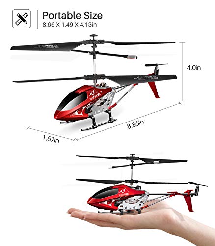 Remote Control Helicopter, S107H-E Aircraft with Altitude Hold, One Key take Off/Landing, 3.5 Channel, Gyro Stabilizer and High &Low Speed, LED Light for Indoor to Fly for Kids and Beginners(Red)