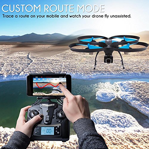 SereneLife WiFi FPV Drone with HD Camera and live Video. Headless Mode Quadcopter, Altitude Hold, 1-Key Takeoff/Landing, Bonus Battery, Low Voltage Alarm, Custom Route Mode, 15 Minutes Flight Time