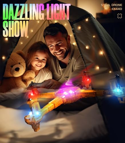 Drones for Kids, SYMA X440 DIY Mini RC Drone with Detachable Arms Remote Control Toys Gifts for Boys Girls with 7-Color Light Switching, 16 Stunts, 2 Modular Batteries and Altitude Hold, Yellow