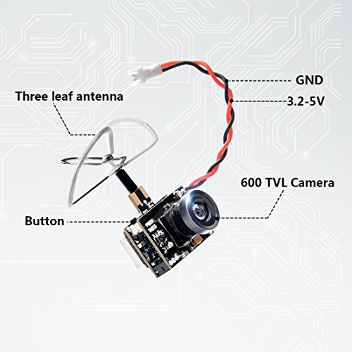 GOQOTOMO GT02 200mW 5.8GHz 40CH FPV Video Transmitter with Ultra Micro AIO NTSC 600TVL Camera Combo for FPV Indoor Racing