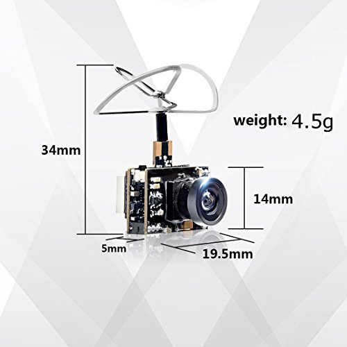 GOQOTOMO GT02 200mW 5.8GHz 40CH FPV Video Transmitter with Ultra Micro AIO NTSC 600TVL Camera Combo for FPV Indoor Racing