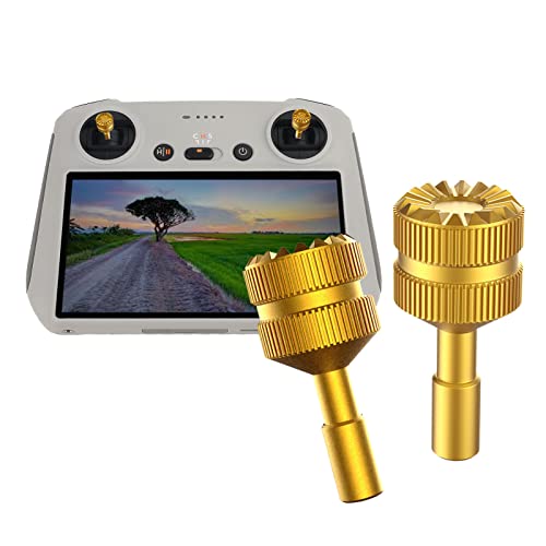 Mini 3/Mini 3 Pro Control Sticks for DJI RC Remote Controller Camera Drone Quadcopter Accessories, Aluminum Joystick Thumb Stick Cover Rocker Grips (Gold)