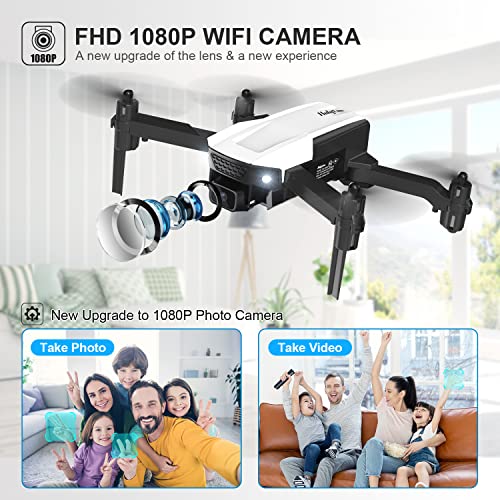 Mini Drone for Kids with Camera, Holyton HT25 1080P HD Photo, Foldable Toy Drone Gifts for Beginners & Adults, Altitude Hold, Voice/Gesture Control, One Key Take Off/Landing, 3D Flip, 2 Batteries