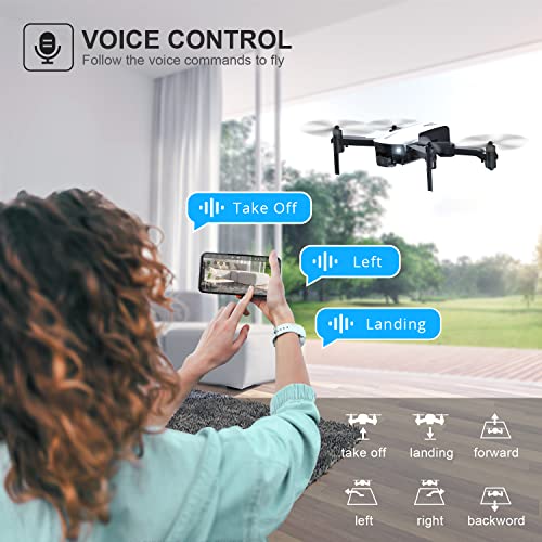Mini Drone for Kids with Camera, Holyton HT25 1080P HD Photo, Foldable Toy Drone Gifts for Beginners & Adults, Altitude Hold, Voice/Gesture Control, One Key Take Off/Landing, 3D Flip, 2 Batteries