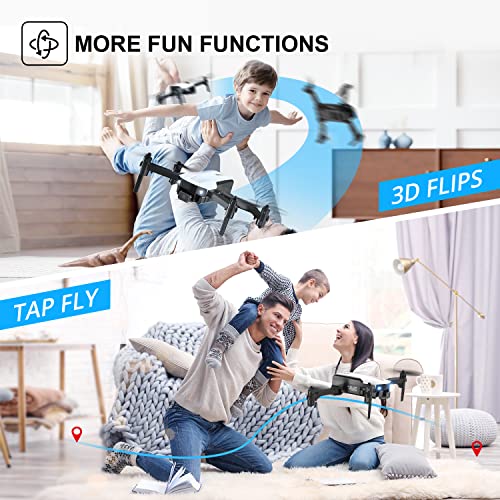 Mini Drone for Kids with Camera, Holyton HT25 1080P HD Photo, Foldable Toy Drone Gifts for Beginners & Adults, Altitude Hold, Voice/Gesture Control, One Key Take Off/Landing, 3D Flip, 2 Batteries