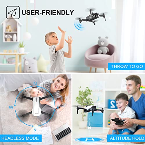 Mini Drone for Kids with Camera, Holyton HT25 1080P HD Photo, Foldable Toy Drone Gifts for Beginners & Adults, Altitude Hold, Voice/Gesture Control, One Key Take Off/Landing, 3D Flip, 2 Batteries