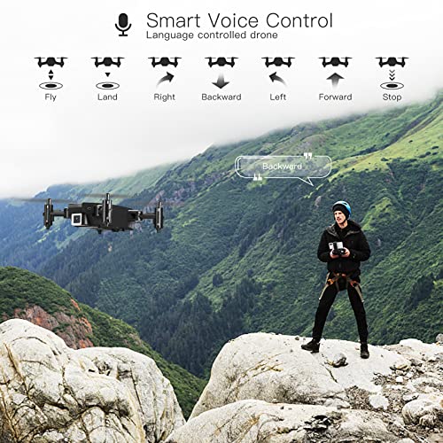 FERIETELF T25 Mini Drone with Camera - 1080P HD RC Drones for Kids 8-12 Fpv Drone for Adults Beginners, With One Key Take Off/ Landing, Gravity Sensor, Gesture Control, 3D Flip, Voice Control