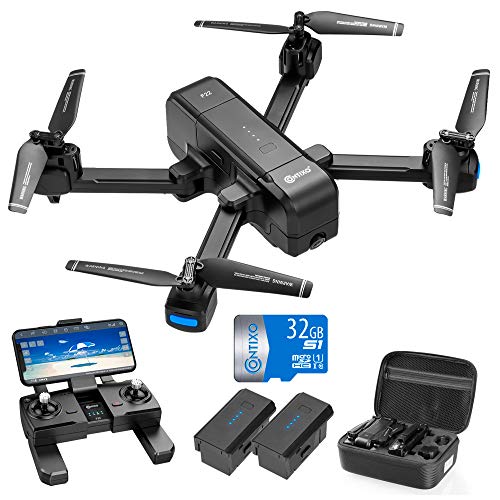 Contixo F22 Plus Foldable GPS Drone with Camera for Adults - 40 Mins Max Flight Time - 1080p HD FPV Gimbal Quadcopter - Multiple GPS Functions for all experience levels - 2 Batteries and Carrying Case