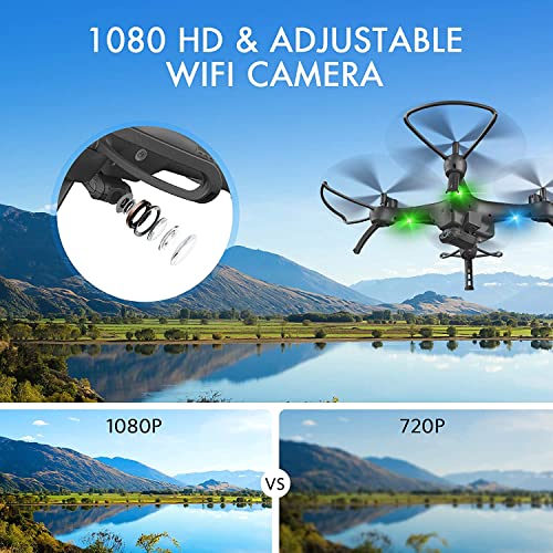 Drones with Camera for Adults /Kids /Beginners - 1080P Drones for Adults, 120Â° Wide-Angle Kids Drone, Safe Design & Easy to Control with Remote/APP/Voice, 18 Mins Flight Time, Top Christmas Gifts for Kids 2022