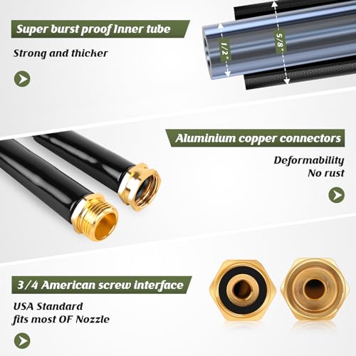 50FT Sturdy Lightweight Non-Expanding Garden Hose