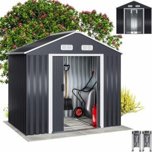 Large Metal Tool Shed with Apex Roof, 6x4