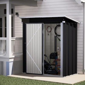 Metal Garden Storage Shed 5x3 FT Dark Grey