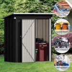 Metal Garden Storage Shed 5x3 FT Dark Grey