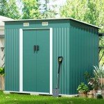 Green Garden Utility Storage Shed with Sliding Door
