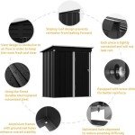 Metal Garden Storage Shed 5x3 FT Dark Grey