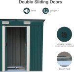 Green Garden Utility Storage Shed with Sliding Door