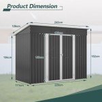 Metal Garden Shed with Pent Roof - 4FT x 8FT