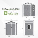 Outdoor Resin Storage Shed 6x4.5 FT - Grey & White