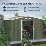 Outsunny 9x6ft Metal Garden Shed with Lockable Doors