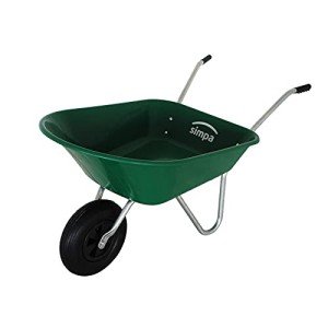 85L Green Plastic Garden Wheelbarrow with Pneumatic Tyre
