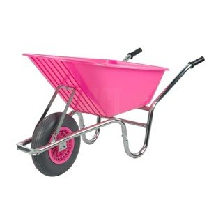 Heavy-Duty Pink Wheelbarrow with Reinforced Tire
