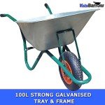 Galvanised Metal Wheelbarrow with Pneumatic Tyre - 100L