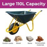 Heavy Duty 110L Garden Wheelbarrow with Pneumatic Tyre